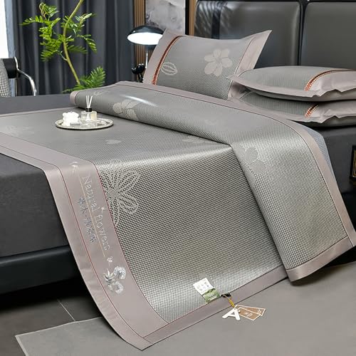 HBALDTEDC Schlafmatte Faltbare Matratzen, Rattan Ice Silk Kühlende Schlafmatte Faltbar Mit Kissenbezug Multicolor Mehrere Größen(Light Gray,120 * 200cm) von HBALDTEDC