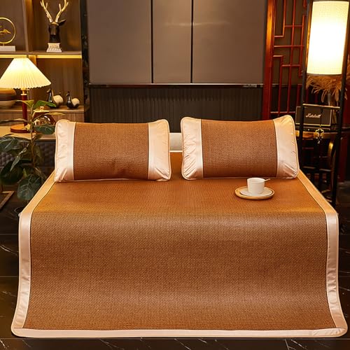HBALDTEDC Schlafmatte Faltbare Matratzen, Rattan Ice Silk Schlafmatte mit Kissenbezug Multicolor Mehrere Größen(Brown,180 * 200cm) von HBALDTEDC
