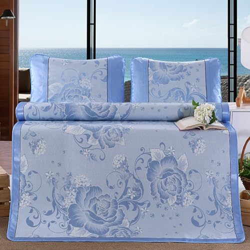 HBALDTEDC Schlafmatte Faltbare Matratzen, Sommer-Schlafmatte, faltbares Kühlkissen mit Kissenbezug fürs Bett, 150 x 195 cm, Mehrfarbig(Blue) von HBALDTEDC