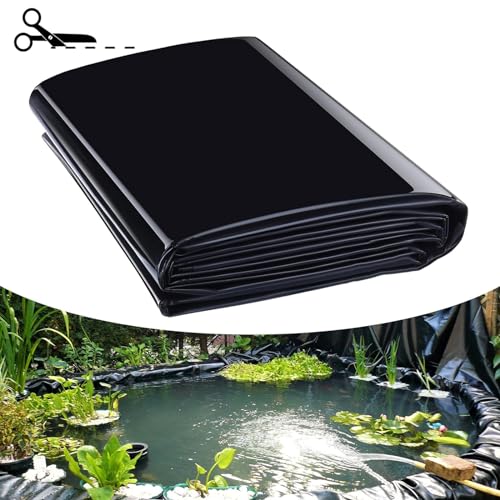 HBALDTEDC Teichfolien Membrane， HDPE-Teichfolie for Fischteiche, Wasserfälle, Springbrunnen, Schwarz, 0,2 mm, mehrere Größen(4X8m) von HBALDTEDC