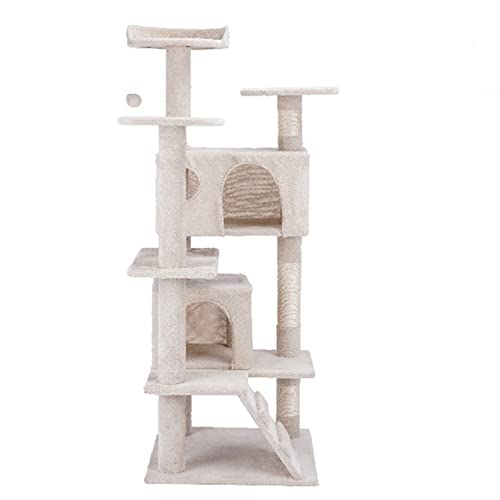 Katzenkratzbaum, Kratzbaum 73 Zoll hoher mehrstufiger Kratzbaum mit Kratzbaum-Plattform for Hauskatzen, Beige von HBALDTEDC