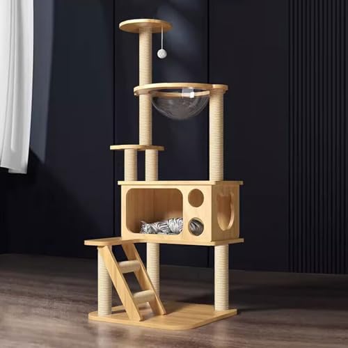 Katzenkratzbaum, Kratzbaum Kratzbaum aus Holz mit Kratzbaum, durchsichtigen Schüsselplattformen for Katzen bis zu 20 Pfund Katzenkratzbaum, Kratzbaum Kratzbaum aus Holz mit Kratzbaum, durchsichtigen Schüsselplattformen for Katzen bis zu 20 Pfund von HBALDTEDC