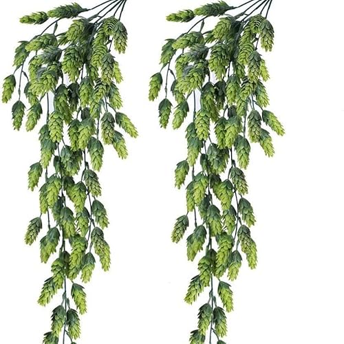 Künstliche Hängepflanzen, 2er-Pack grüne künstliche Hopfenranken-Girlande for Aufhängen, 80 cm von HBALDTEDC