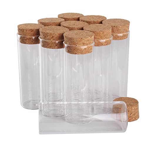 Leeres Glas Klar Reagenzglas， 15er-Packung Reagenzgläser aus Glas mit Korkstopfen, 70 ml, 37 x 100 mm, for Gewürze, Süßigkeiten, Bastelarbeiten von HBALDTEDC