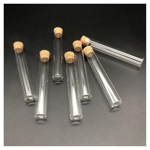 Leeres Glas Klar Reagenzglas， Glasröhrchen mit Korken, flacher Boden, 12 x 75 mm, 6 ml Fassungsvermögen, Packung mit 20/50/100 Stück(50pcs) von HBALDTEDC