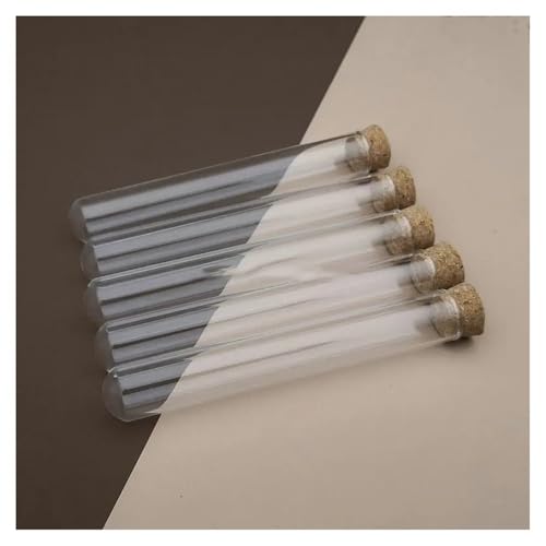 Leeres Glas Klar Reagenzglas, Packung mit 20 Reagenzgläsern aus Glas mit rundem Boden und Korkverschluss, 15 x 100 mm Leeres Glas Klar Reagenzglas, Packung mit 20 Reagenzgläsern aus Glas mit rundem Boden und Korkverschluss, 15 x 100 mm von HBALDTEDC
