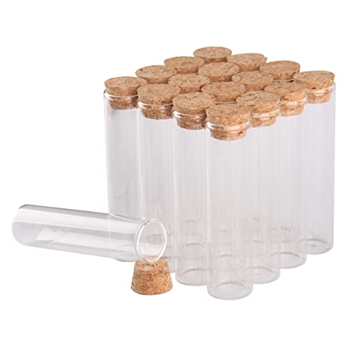 Leeres Glas Klar Reagenzglas， Packung mit 5 40 ml Glas-Reagenzgläsern mit Korken 25 x 100 mm transparent von HBALDTEDC