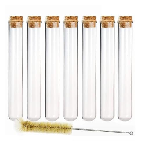 Leeres Glas Klar Reagenzglas, Reagenzgläser aus Glas, 15 Stück, 80 ml, 25 x 200 mm, mit Korkstopfen und Bürste, transparent Leeres Glas Klar Reagenzglas, Reagenzgläser aus Glas, 15 Stück, 80 ml, 25 x 200 mm, mit Korkstopfen und Bürste, transparent von HBALDTEDC