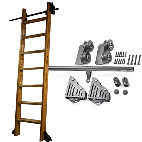Leiter Heavy Duty Gleitschienen， Schiebeleiter-Hardware-Kit for Bibliotheken, 8 Stück, Schwarz, mehrere Größen(3.3ft/100cm Track Kit) von HBALDTEDC