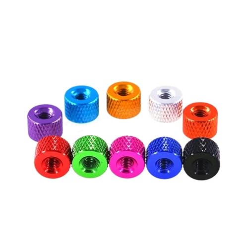 Rändelmuttern, 1-10Pcs Aluminium Rändelmutter M2-M4Runde Durchgangsloch Handfest Mutter Eloxiert(Dark Red,M2 (5pcs)) von HBALDTEDC