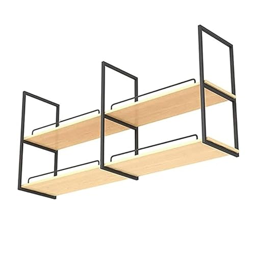 Schwebende Decke Weinglasregal Regal， Decken-Hängeregal for Pflanzen, Holz, Metall, 2-lagig, mehrere Größen(80x30x80cm) von HBALDTEDC