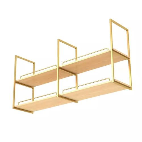 Schwebende Decke Weinglasregal Regal， Deckenhängendes 2-lagiges Regal mit Leitplanke for Weinregal-Pflanzenständer in mehreren Größen(140x30x80cm) von HBALDTEDC