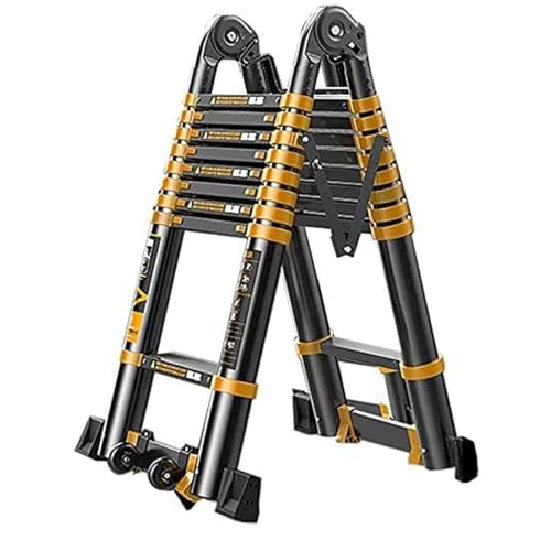 Tragbare Teleskop-Dachbodenleiter, Aluminium-A-Rahmenleiter, 200 kg Tragkraft, zusammenklappbare Teleskopverlängerung, tragbar, mit mehreren Größen(2.9m+2.9m) von HBALDTEDC