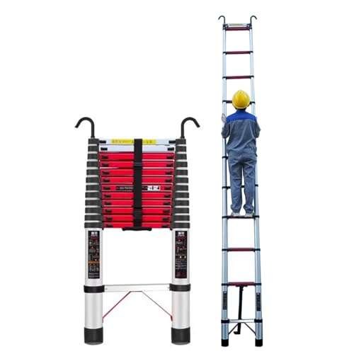 Tragbare Teleskop-Dachbodenleiter, Teleskop-Klapp-Verschiebungsleiter aus Aluminium, Schwarz, mehrere Größen, 150 kg Tragkraft(1.4m/4.6ft) von HBALDTEDC