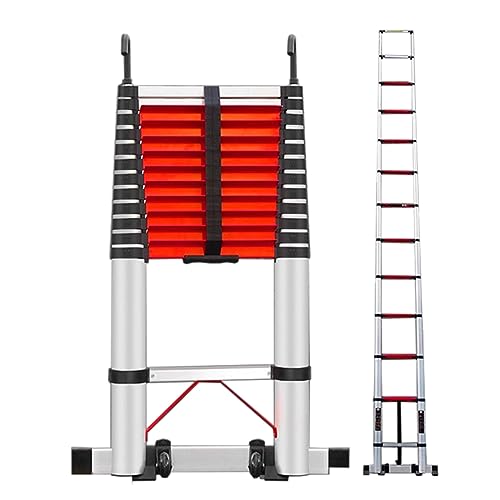 Tragbare Teleskop-Dachbodenleiter, Teleskop-Klapp-Verschiebungsleiter aus Aluminium, Schwarz, mehrere Größen, 150 kg Tragkraft(5.4m/17.7ft) von HBALDTEDC