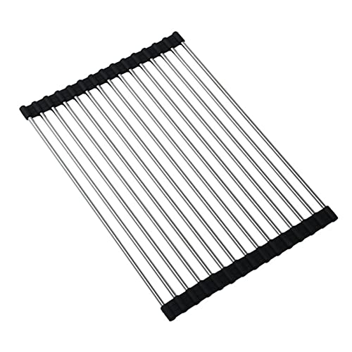Über der Spüle Abtropfgestell, Faltbares Abtropfgestell aus Silikon und Edelstahl for die Spüle in mehreren Größen(10 * 19inch) von HBALDTEDC