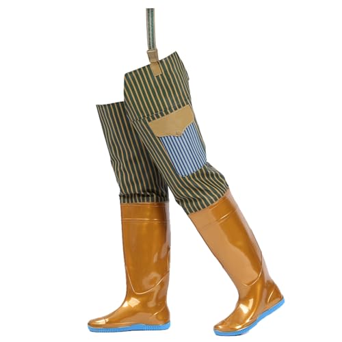 Wathosen zum Fischen, PVC-Hüftwathose for Damen und Herren, Gelb, UK-Größen 4,5–10(4.5) von HBALDTEDC