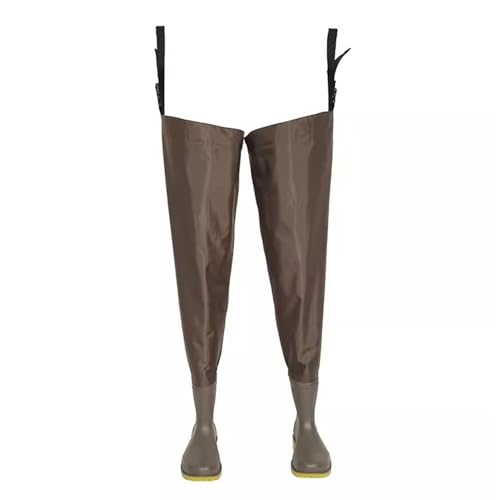 Wathosen zum Fischen, Unisex Fliegenfischen Hüftwaders Wasserdicht PVC Nylon Bootfoot Multicolor Mehrere Größen(Brown,11) von HBALDTEDC