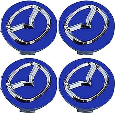 HBANMK 4 Stück Nabendeckel für Mazda 2 3 6 MX 5 MX 30 CX 3 CX 8 56mm, Radnabenkappen Auto Radnabenabdeckung, Staubdicht Wasserdicht Radnabendeckel Nabenkappen Felgendeckel Felgenkappen,B Blue von HBANMK
