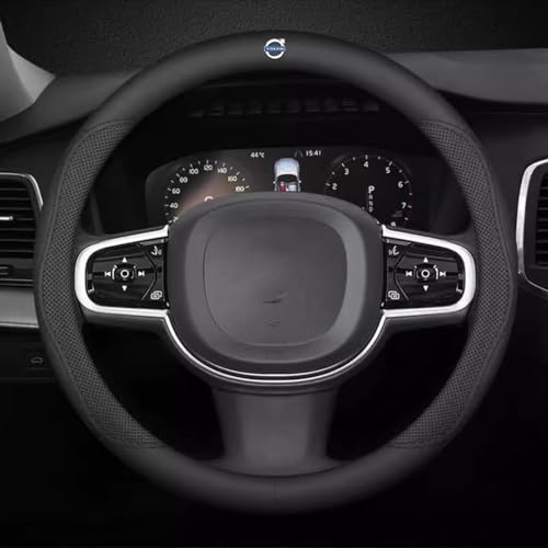 HBANMK Auto Lenkradabdeckung für Volvo XC60 XC 60, Leder Auto Lenkradbezug, Anti Rutsch Lenkradhülle Atmungsaktive Lenkradschoner, Lenkradschutz Innenraum Zubehör,A von HBANMK
