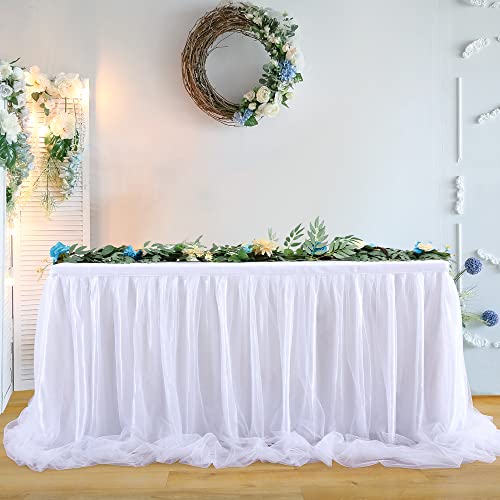 HBBMAGIC Weiß Tüll Tischrock Ohne Licht, 2-Langer 183cm Lang Weiß Rüschen Tulle Tischröcke, Waschbarer Tutu Tischrock für Hochzeit Party Geburtstag Babydusche Kuchen Dessert Taufe Tisch HBBMAGIC Weiß Tüll Tischrock Ohne Licht, 2-Langer 183cm Lang Weiß Rüschen Tulle Tischröcke, Waschbarer Tutu Tischrock für Hochzeit Party Geburtstag Babydusche Kuchen Dessert Taufe Tisch von HBBMAGIC