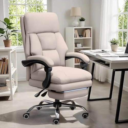 HBCBSTO Bürostuhl Executive Drehstuhl mit Fußstütze Hochlehnen-Computer- und Gaming-Stuhl Rollender Arbeitsdrehstuhl (schwarz.) von HBCBSTO