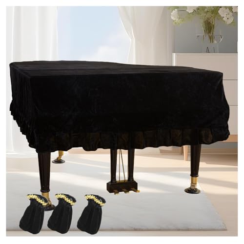 HBDSMLPL Flügel-Abdeckung, Leichte, Luxuriöse, Weiche Und Hochwertige Oberfläche Klaviertastatur-Abdeckung mit Rüschen Flügel-Abdeckung,Black-210-220cm von HBDSMLPL