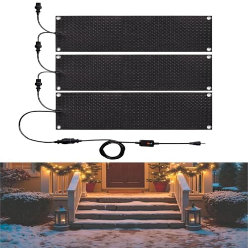 Schneeschmelzende Gehwegmatte Anti-Rutschdesign, mit Stromkabel Beheizte Schneeschmelzmatten Schnelle Heizung und Konstante Temperatur, für Treppen Türen Treppen(25,4x76,2cm) von HBDSMLPL