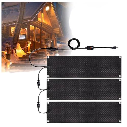 Schneeschmelzende Gehwegmatte Anti-Rutschdesign, mit Stromkabel Schneeschmelzende Matten Schnelle Heizung und Konstante Temperatur, für Treppen Türen Treppen(25,4x76,2cm) von HBDSMLPL