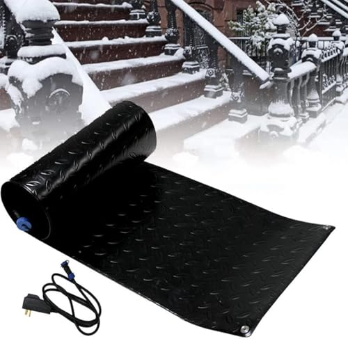 Schneeschmelzende Matten Anti-Rutschdesign, mit Stromkabel Beheizte Schneeschmelzmatten Schnelle Heizung und Konstante Temperatur, für Treppen Türen Treppen(25,4x76,2cm) von HBDSMLPL