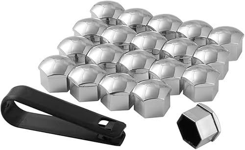 HBDTNTKF Auto Radmutterkappen Für Peugeot 207CC 2009-2014, 20 Stücke Sechskant Radschrauben Abdeckungen Mit Entfernung Werkzeug Außenschutz Staub Abdeckkappen,B/Silver-17mm von HBDTNTKF