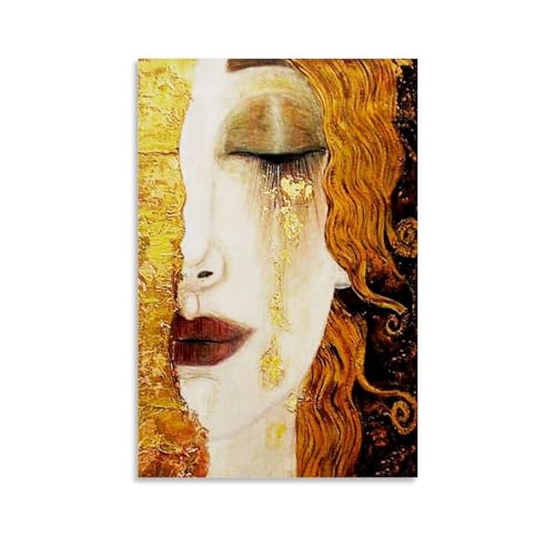 HBEOOP Gustav Klimt berühmte Farbe (Goldene Tränen) Druck, Poster, Bild, Druck, Leinwand, Wandfarbe, Kunstdekor, moderne Wohnkunstwerke, Geschenkidee, 20 x 30 cm von HBEOOP