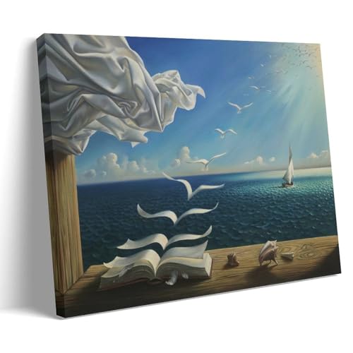 HBEOOP Salvador Dali berühmte Farbe (Wellenbuch), Druck, Poster, Gemälde auf Leinwand, Wandkunst, Rollbild, Druck, Wohnzimmer, Wände, Dekoration, Zuhause, 40 x 60 cm von HBEOOP