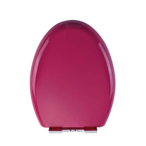 Toilettensitz | Große Farbauswahl Toilettendeckel | Stabile Scharniere | Einfach zu montieren (Farbe: Pink, Größe: V-Typ) von HBFLJYT