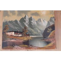 Selten Wunderschönes Ölgemälde/Kein Kitsch Schöne Größe Berghütte & Alm von HBHOLZART