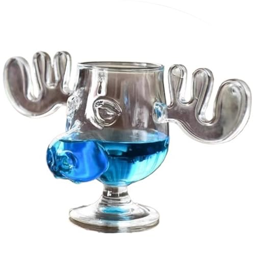 HBIS Kreatives Elch-Schnapsglas aus Glass, niedliches Rentierglas mit hohem Borosilikatgehalt, Geschenke mit Hüttenmotiv oder rustikale Dekoration für Männer und Frauen von HBIS