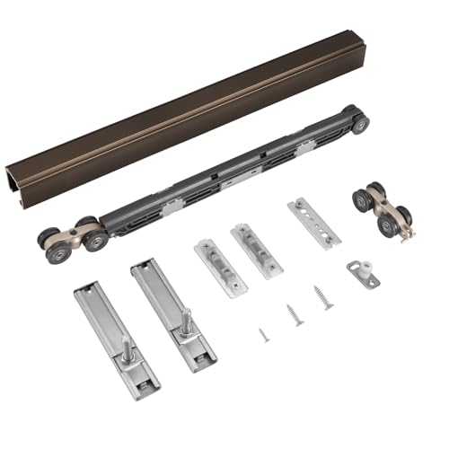 HBL' 183 cm Taschentür-Hardware-Kit mit Absenkautomatik – robustes Aluminiumschienen-Set, leichtgängiges Gleiten und einfache Installation – passend für 58,4 cm bis 91,4 cm breite Einzeltüren, 182,9 von HBL'