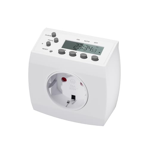 HBN Digitale Zeitschaltuhr Wochenzeitschaltuhr Steckdose, LCD-Display Programmierbare Timer Steckdose, 8 konfigurierbare Schaltprogramme, 16A / 3680W, 1 Pack von HBN