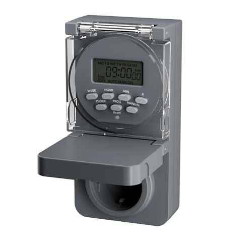 HBN Digitale Zeitschaltuhr Steckdose Außen, 8 Schaltprogramme Wochenzeitschaltuhr mit Zufallsfunktion, IP44 Outdoor Timer-Steckdose für Weihnachtsdeko, Pool-Pumpen, Beleuchtung im Garten, 3680W HBN Digitale Zeitschaltuhr Steckdose Außen, 8 Schaltprogramme Wochenzeitschaltuhr mit Zufallsfunktion, IP44 Outdoor Timer-Steckdose für Weihnachtsdeko, Pool-Pumpen, Beleuchtung im Garten, 3680W von HBN