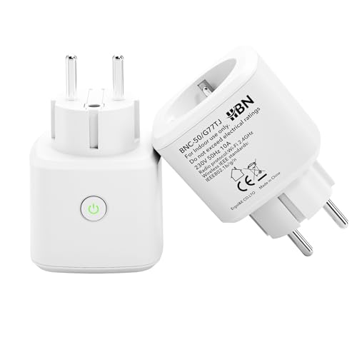 HBN Smart WLAN-Steckdose mit Verbrauchsmessung, 2er Set Smart Home WiFi Steckdose mit APP Intelligente Schaltsteckdose, 10A, Kompatibel mit Alexa & Google Home von HBN