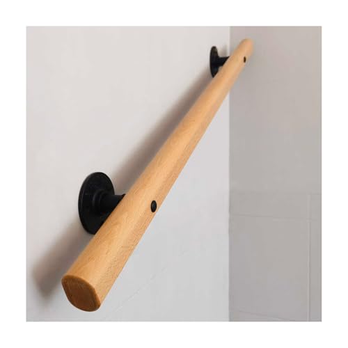 HBOOMOEM Buche Holz Handlauf，Innen Treppenhandlauf，Holz FüR Innen Treppen，Einfach Zu Installieren, Geeignet FüR Atriumterrassen, GäRten, Flure, DachböDen Usw.(120cm/47.2in) von HBOOMOEM