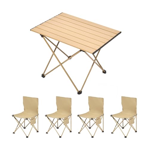 HBOOMOEM Faltbarer Campingtisch Und StüHle Set,Tragbarer Picknicktisch Mit StüHlen ,Leicht Und Einfach Zu Tragen, Geeignet Zum Wandern, FüR Den Strand Und Zum Grillen.(Khaki,56CM+4 Ordinary Chairs) HBOOMOEM Faltbarer Campingtisch Und StüHle Set,Tragbarer Picknicktisch Mit StüHlen ,Leicht Und Einfach Zu Tragen, Geeignet Zum Wandern, FüR Den Strand Und Zum Grillen.(Khaki,56CM+4 Ordinary Chairs) von HBOOMOEM