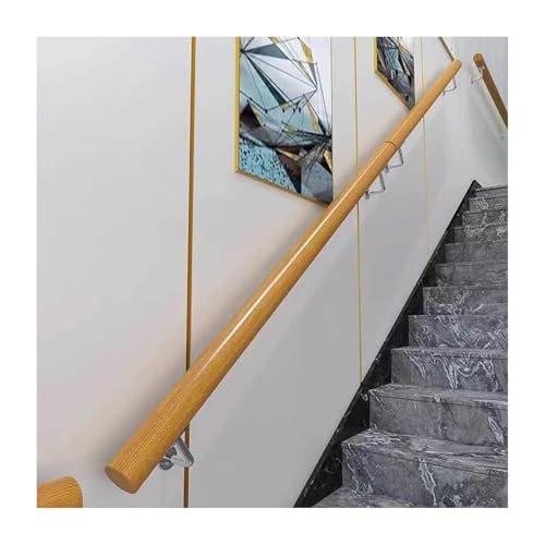 HBOOMOEM Handlauf Aus Massivem Eichenholz，Innen Wandhandlauf Treppe，HandläUfe FüR Innen- Und AußEnbereich，Geeignet FüR Lofts, KindergäRten, Flure, Bars, GeläNder.(380CM/149.6in) von HBOOMOEM