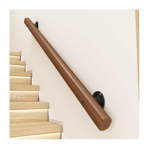 HBOOMOEM Handlauf Aus Massivem Eichenholz，TreppengeläNder GeläNder FüR Treppe，Geeignet FüR Rutschfeste Anwendungen In Fluren, Kellern, GäRten Und Badezimmern.(380CM/149.6in) von HBOOMOEM