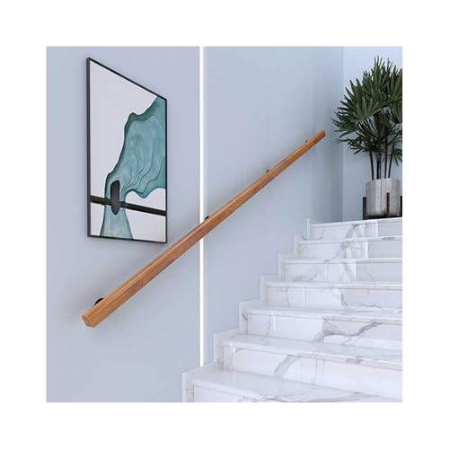 HBOOMOEM Handlauf Aus Massivem Eichenholz，Wandhandlauf FüR Treppen，Wird Mit Einem Installationskit Geliefert, Geeignet FüR Terrassen, Veranden Und TüRöFfnungen.(280CM/110.2in) von HBOOMOEM