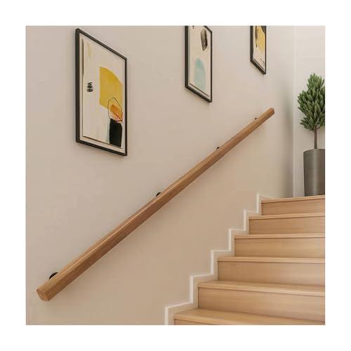 HBOOMOEM Holz FüR Innen Treppen，Runder Handlauf，TreppengeläNder GeläNder FüR Treppe，Handlauf Aus Massivem Eichenholz，Geeignet FüR Flure, Keller, Villen, DachböDen Usw.(50CM/19.7in) von HBOOMOEM