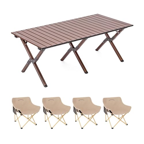 HBOOMOEM Klappbarer Campingtisch Set,Leichter Picknicktisch Und StüHle,Geeignet FüR GäRten Im Freien, Angeln, Festivals Und Andere AnläSse, Leicht Und Einfach Zu Tragen.(Normal,120CM+4 Chairs_Brown) HBOOMOEM Klappbarer Campingtisch Set,Leichter Picknicktisch Und StüHle,Geeignet FüR GäRten Im Freien, Angeln, Festivals Und Andere AnläSse, Leicht Und Einfach Zu Tragen.(Normal,120CM+4 Chairs_Brown) von HBOOMOEM