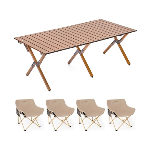 HBOOMOEM Klappbarer Campingtisch Set,Leichter Picknicktisch Und StüHle,Geeignet FüR GäRten Im Freien, Angeln, Festivals Und Andere AnläSse, Leicht Und Einfach Zu Tragen.(Normal,120CM+4 Chairs_Khaki) HBOOMOEM Klappbarer Campingtisch Set,Leichter Picknicktisch Und StüHle,Geeignet FüR GäRten Im Freien, Angeln, Festivals Und Andere AnläSse, Leicht Und Einfach Zu Tragen.(Normal,120CM+4 Chairs_Khaki) von HBOOMOEM