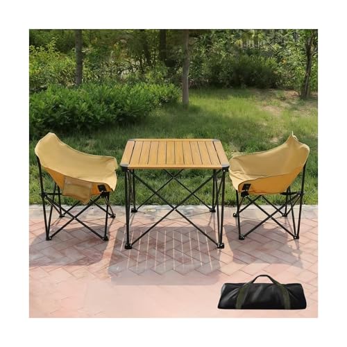 HBOOMOEM Klappbarer Campingtisch Set，Robuster Tisch Und StüHle Im Freien Set ，Wird Mit Einer Aufbewahrungstasche Geliefert, Geeignet FüR Strand, Wandern, Angeln, Grillen.(71CM+2 Chairs) von HBOOMOEM
