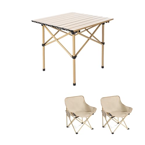 HBOOMOEM Robuster Tisch Und StüHle Im Freien Set， Tragbarer Picknicktisch Mit StüHlen ，Geeignet for Mahlzeiten Im Innen- Und AußEnbereich, Picknicks, Grillabende Und Partys.(53CM+2 Chairs) von HBOOMOEM